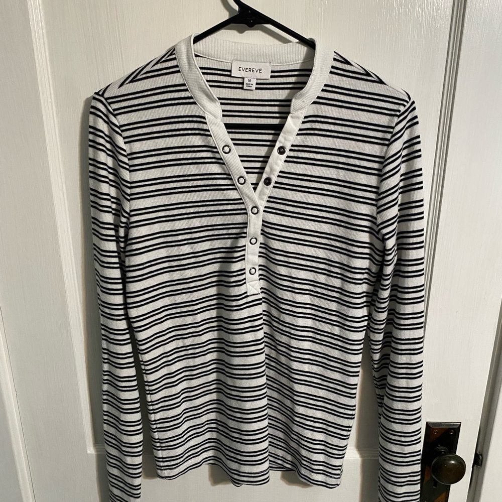 Striped Evereve Henley top - Picture 2 of 4